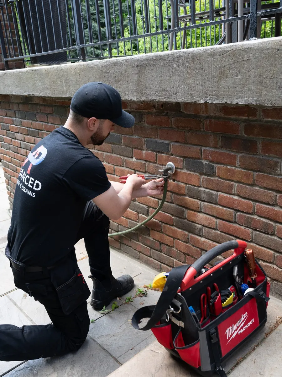Servicing an outdoor faucet