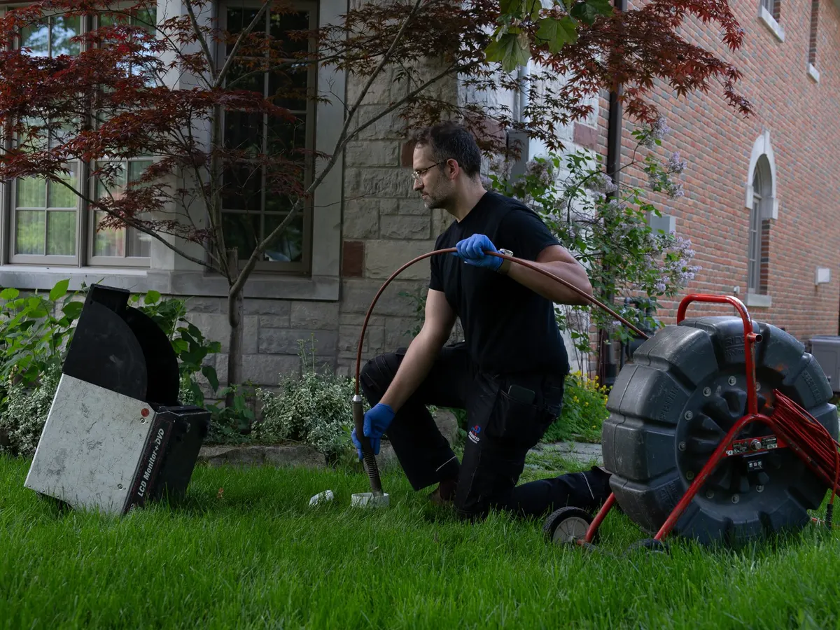 Sewer camera inspection through a yard cleanout