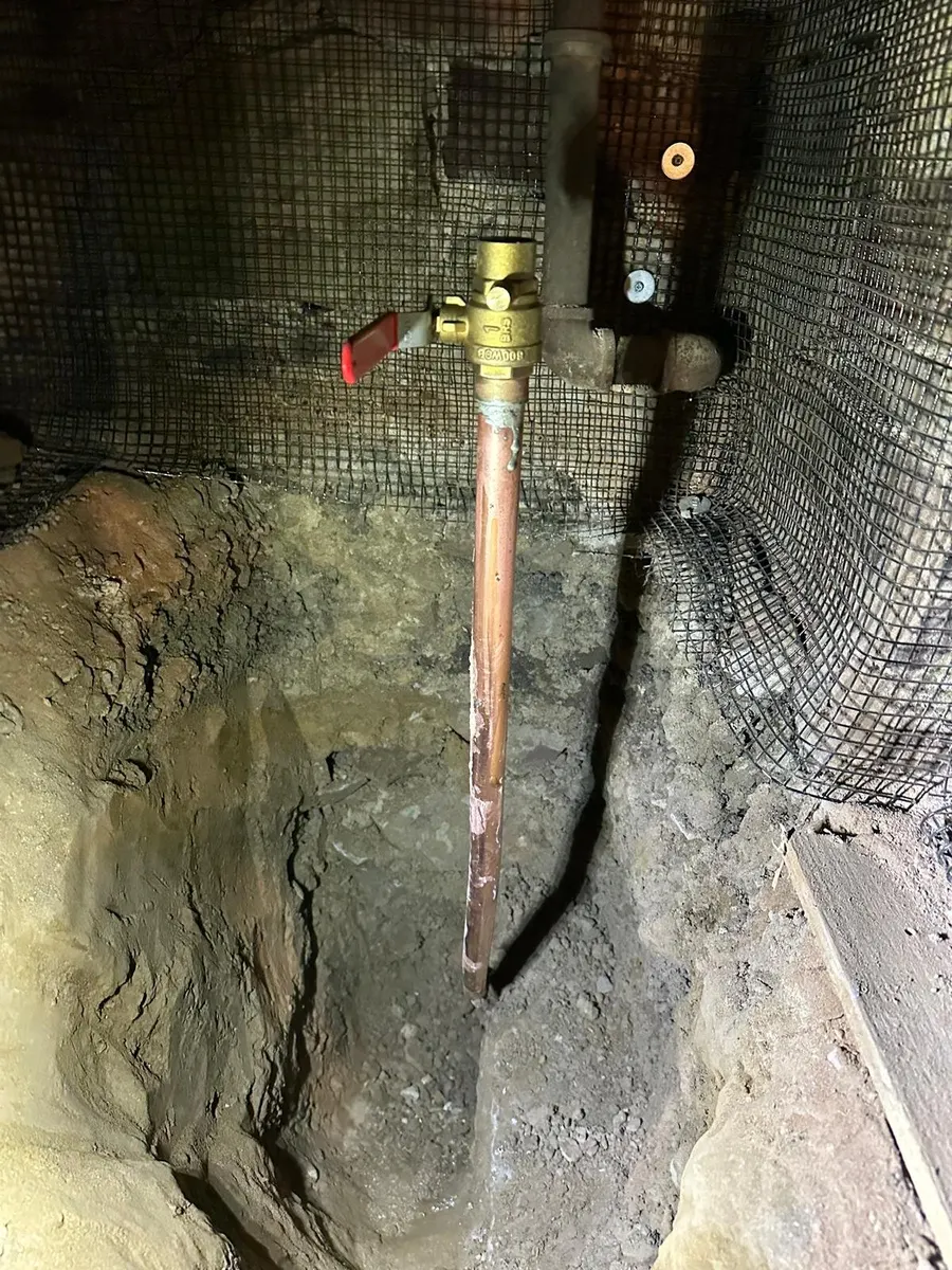 New copper water line and shut-off valve in the basement